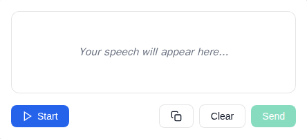 Transcript MCP App with microphone controls and a navigable transcript panel.